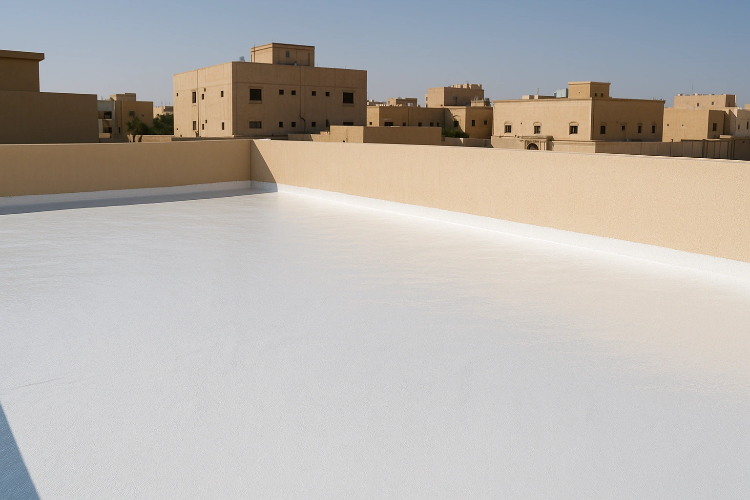 سطح منزل في الدمام بعد الانتهاء من عزل الفوم الأبيض