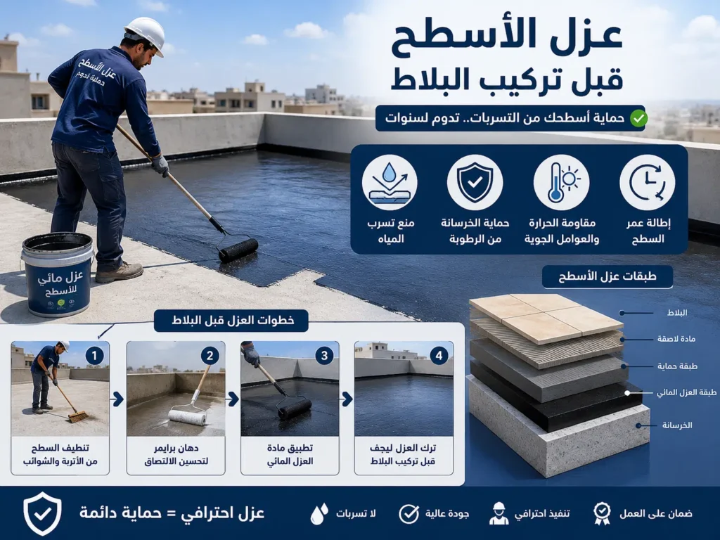 عزل الاسطح قبل البلاط